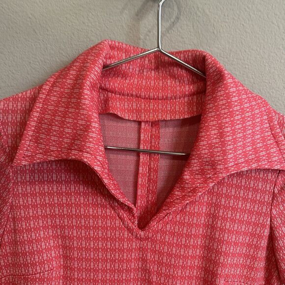 Vtg 60s/70s Handmade Pink Geometric Knit Maxi Dress, Collar, Short Sleeve S/M - Picture 5 of 16